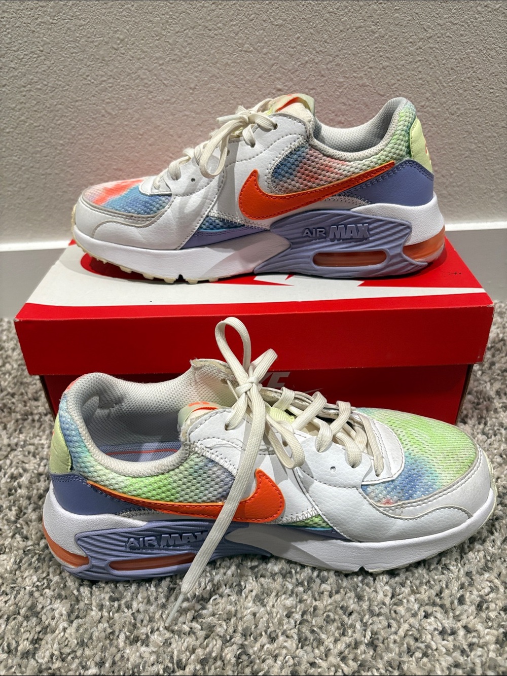 Nike Women’s Air Max Tie-Dye Sneakers - White Orange Blue Green